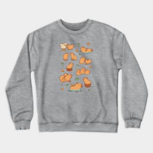 Many capybaras swimming with oranges, chilling and relaxing Crewneck Sweatshirt